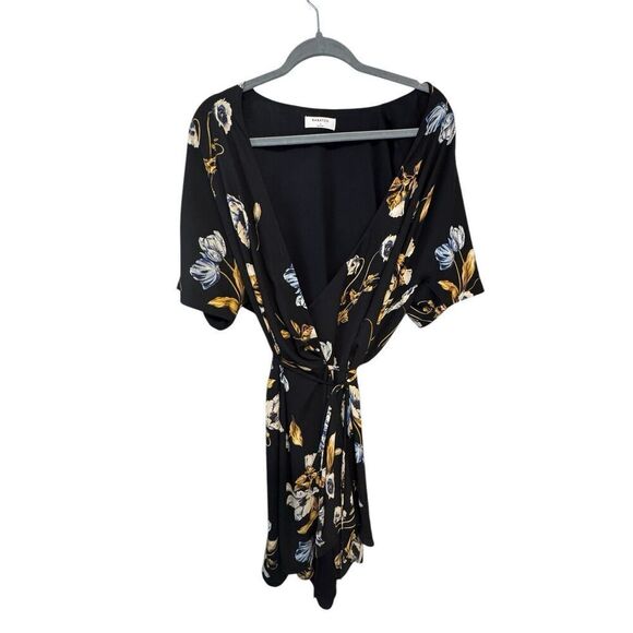 Aritzia Babaton Wallace Black Floral Wrap Dress Size Large - Picture 4 of 5